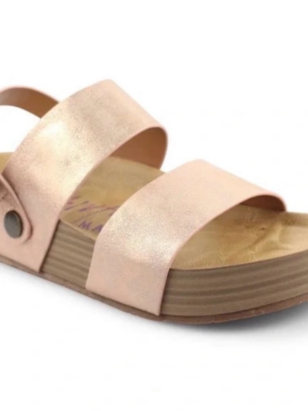 Blowfish Malibu Marge - Rose Gold Double Strap Slide Sandal 1.5 in